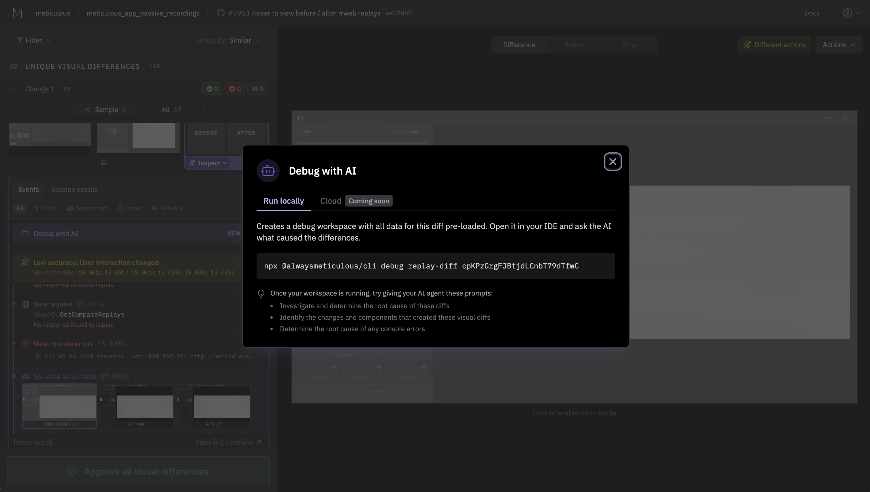Debug with AI Popover